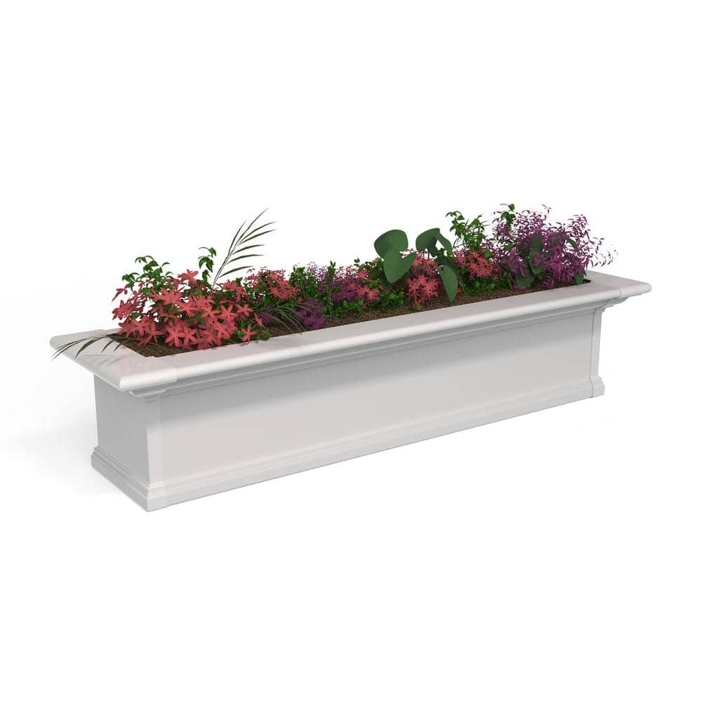 Mayne Yorkshire 48 in. x 12 in. Self Watering White Vinyl Window Box 4824W