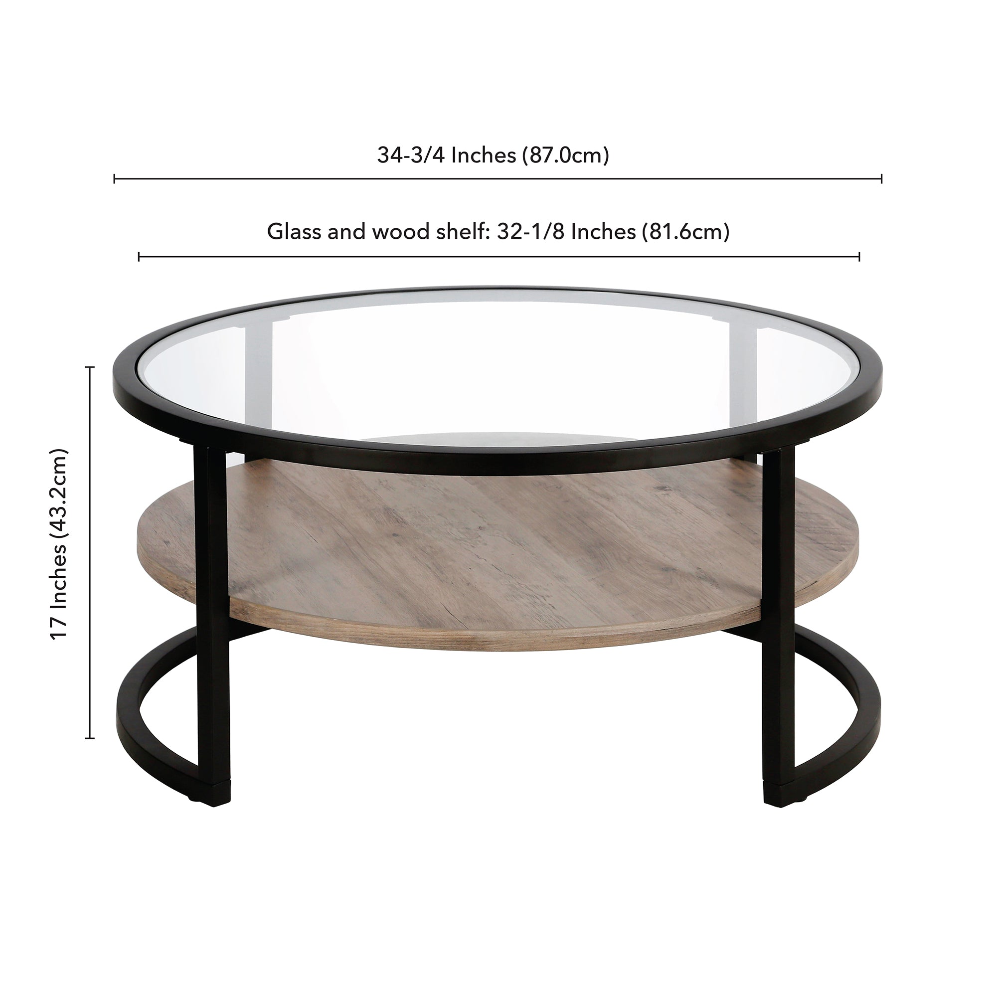 Evelyn&Zoe Modern Metal Round Coffee Table with Glass Top