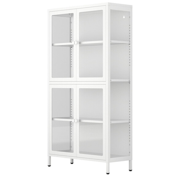 Four Glass Door Storage Cabinet with Adjustable Sh...