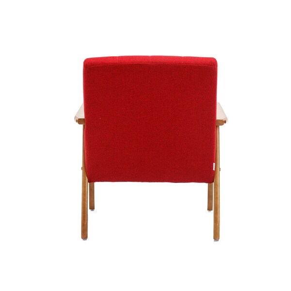 SEYNAR Mid-Century Modern PU Leather Accent Armchair with Rubberwood Frame