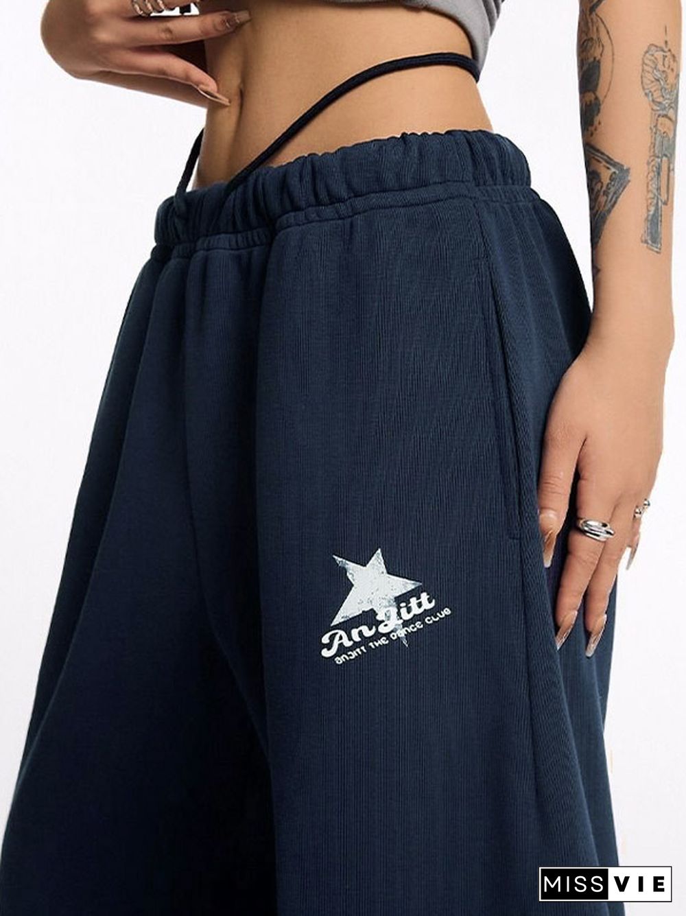 Star Print High Waist Stretchy Sweatpants