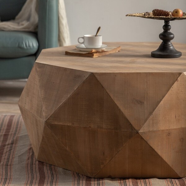 Modern Geometric Coffee Table for Living Room， Three-dimensional Embossed Pattern Design Sofa Table Cocktail Table