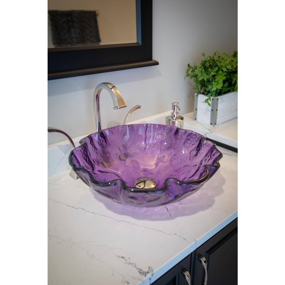 Eden Bath Wave Purple Glass Round Vessel Sink EB_GS20