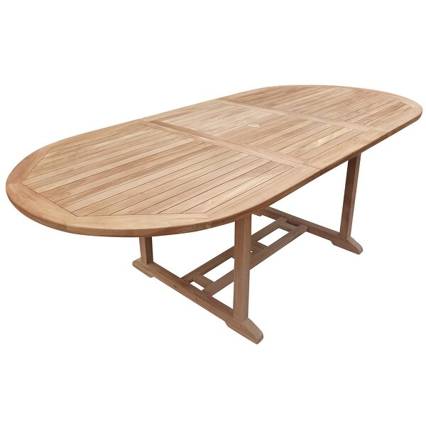 Seven Seas Teak Hawaii Teak Wood Oval Outdoor Patio Extension Table，71 to 94 inch (Table Only)