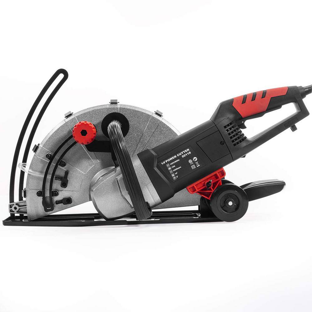 XtremepowerUS 14 in. 15 Amp Corded Industrial Cutter WetDry Circular Saw with Guide Roller and Depth Adjustment 50118-H1