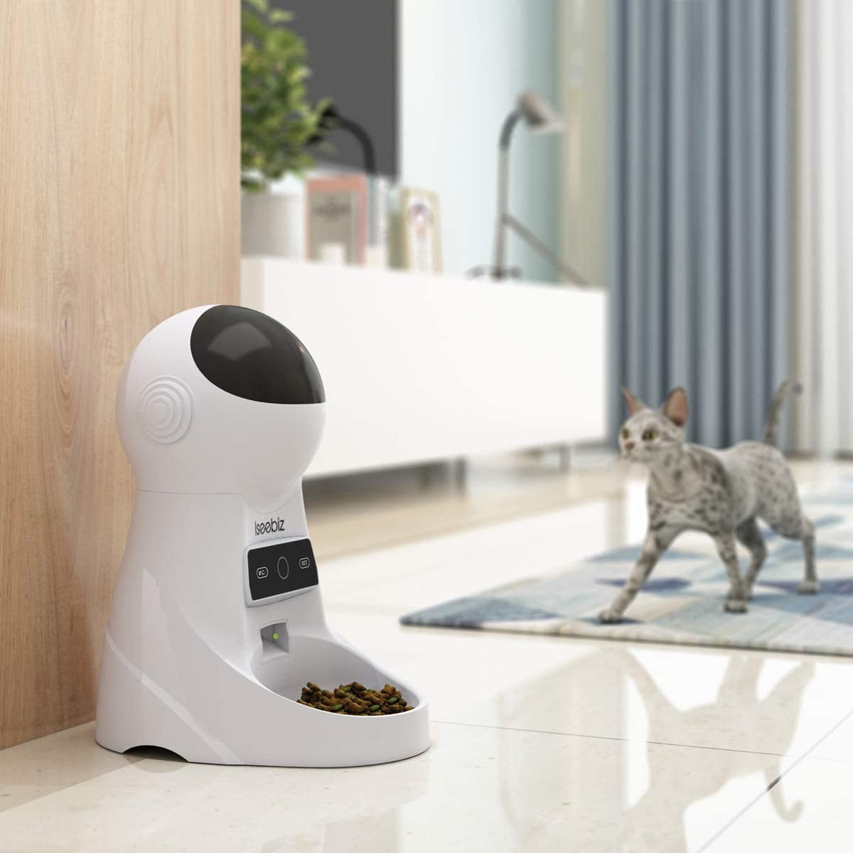 Iseebiz Smart Pet Feeder， Automatic Cat Dog Feeder， 3L WiFi App Control Timed Food Dispenser