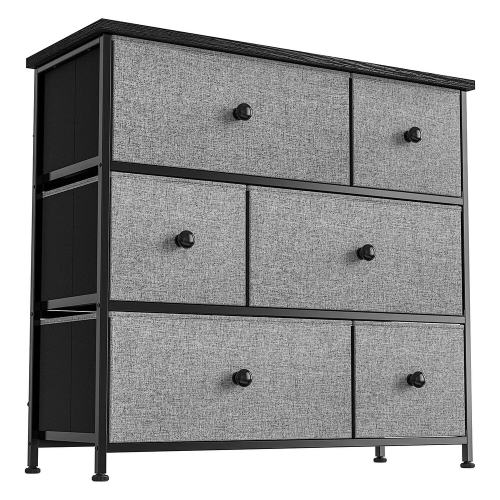 REAHOME 6 Drawer Dresser Organization Storage Unit with Steel Frame  Light Grey