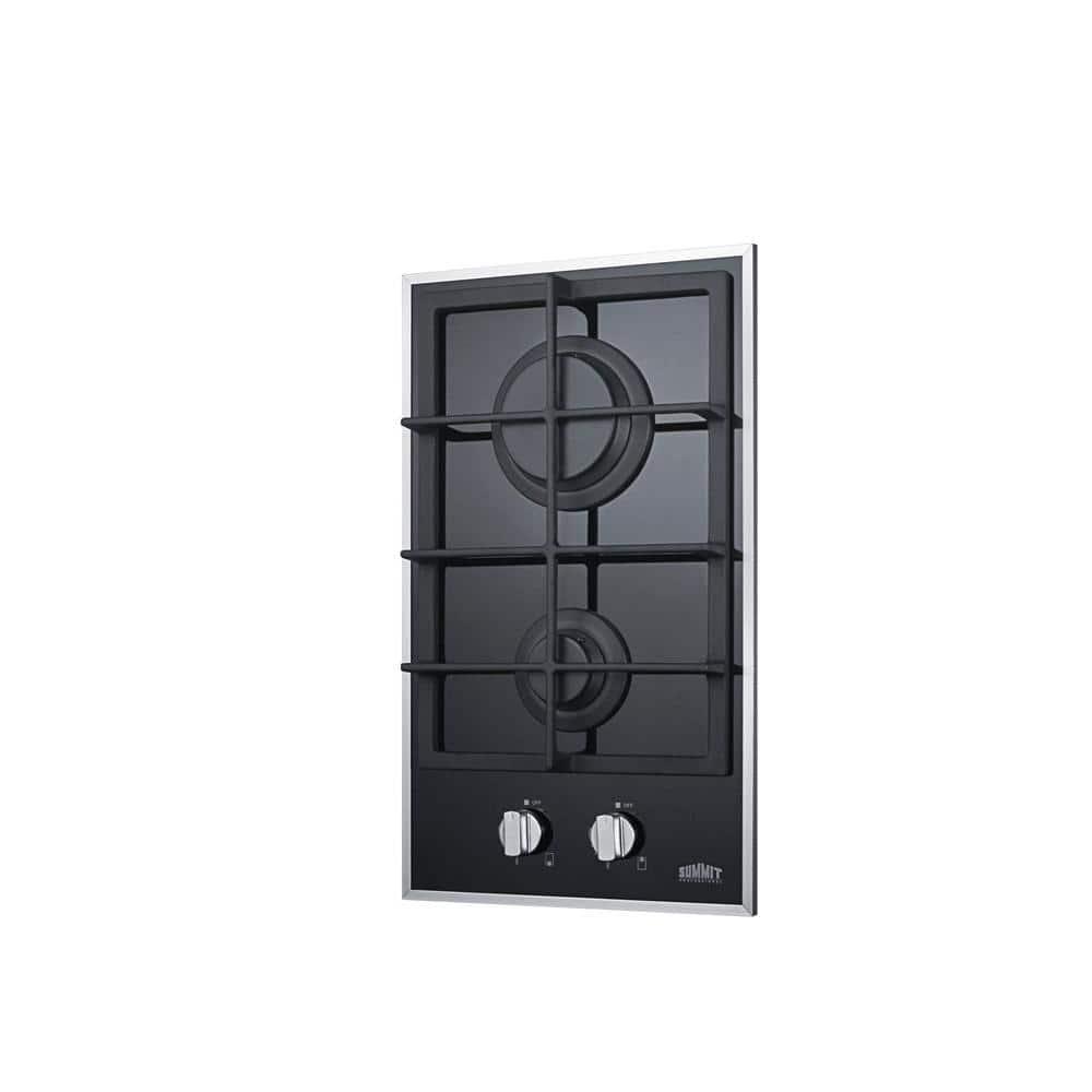 Summit Appliance 12 in GasonGlass Gas Cooktop in Black with 2 Burners