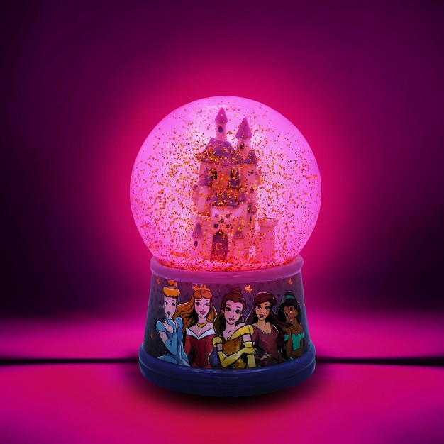 Silver Buffalo Disney Princess Castle Light up Snow Globe 6 Inches Tall