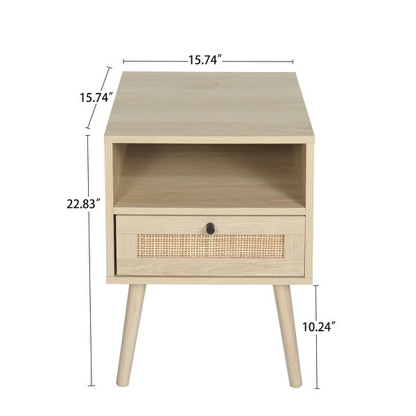 Rattan Nightstands with Rattan-Like Decor Drawer - - 37179233