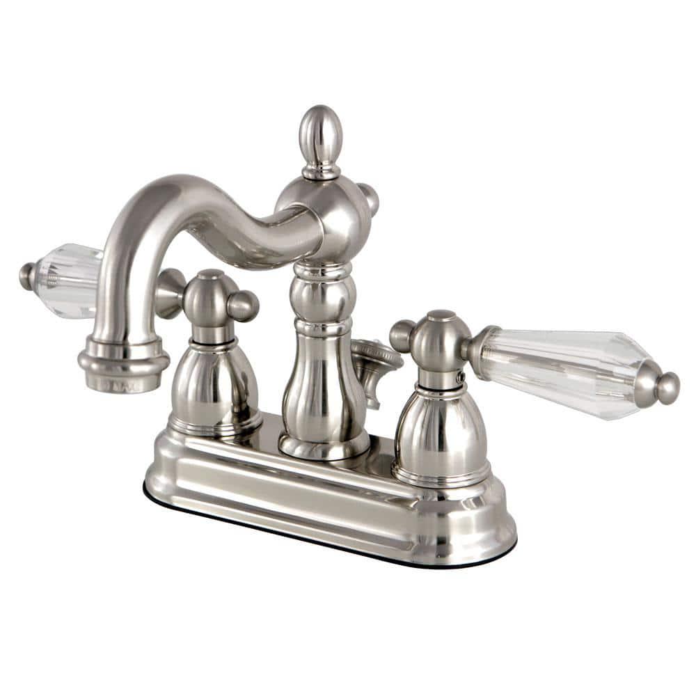 Kingston Brass Restoration Crystal 4 in Centerset 2Handle Bathroom Faucet in Brushed Nickel