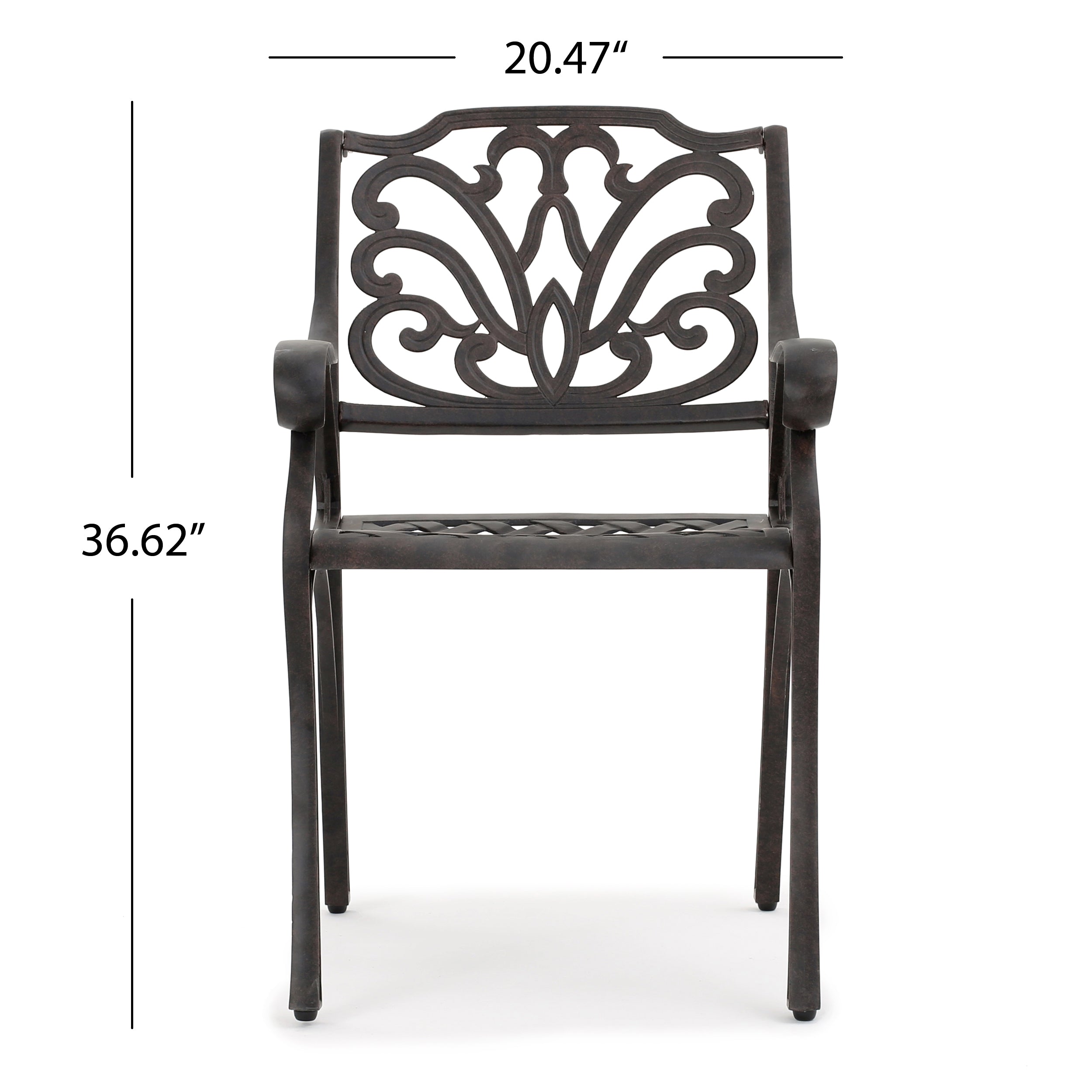 Fonzo Outdoor Bronze Cast Aluminum Dining Chairs (Set of 2)