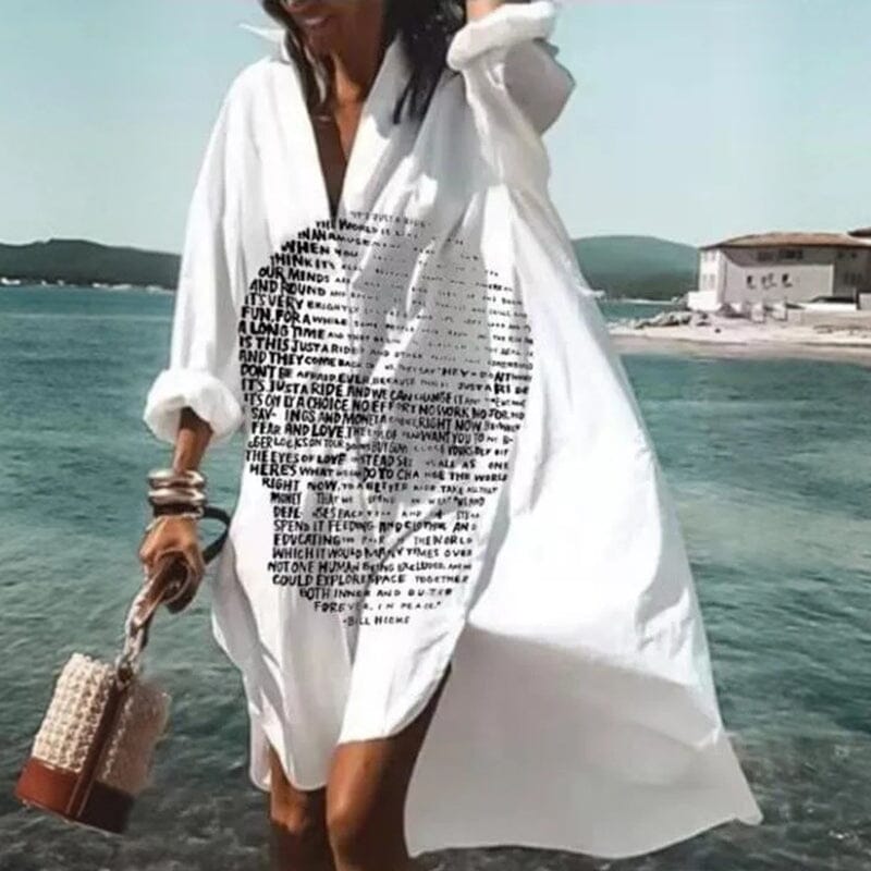 Women's Long Sleeve V-Neck Shirt Dress