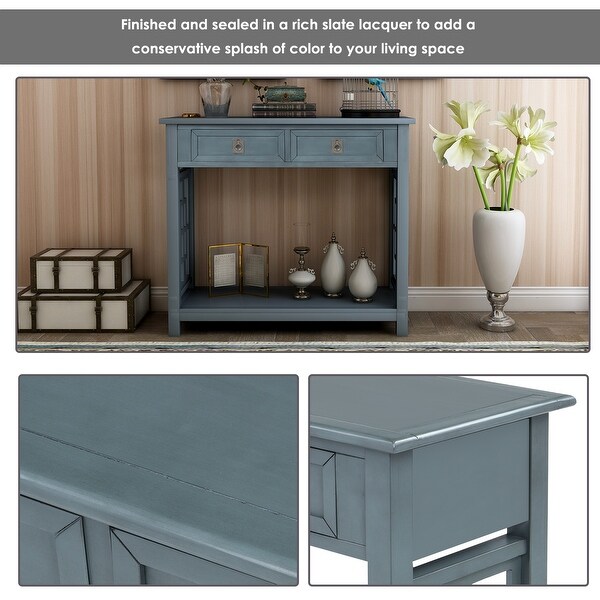 Console Table with 2 Drawers and Bottom Shelf Entryway Accent Sofa Table