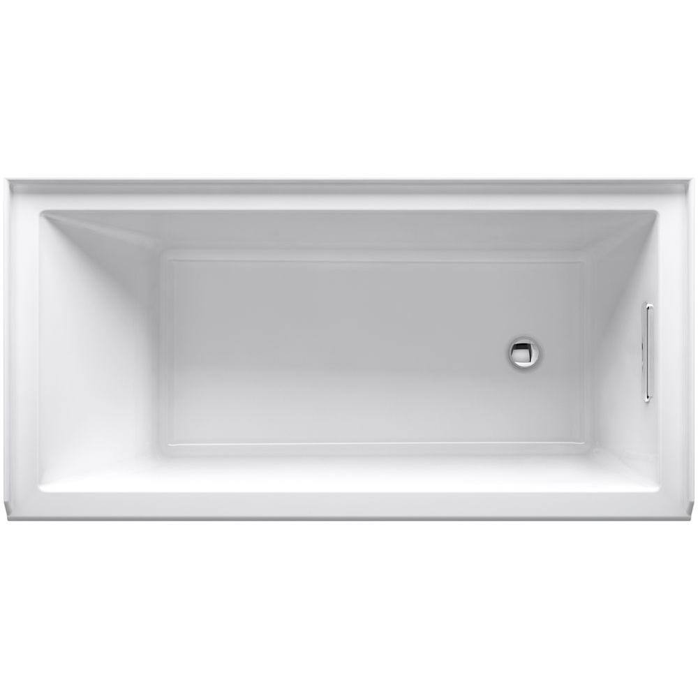 KOHLER Underscore 60 in. x 30 in. Rectangular Soaking Bathtub with Right-Hand Drain in White K-1121-R-0