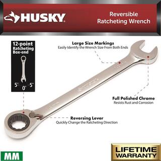 Husky Reversible Ratcheting MM Combination Wrench Set (7-Piece) HRRW7PCMM