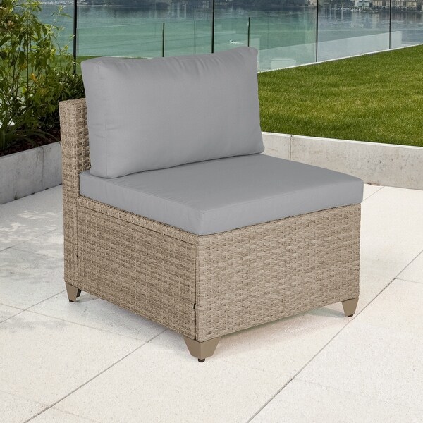 Maui Outdoor Armless Sofa in Natural Aged Wicker