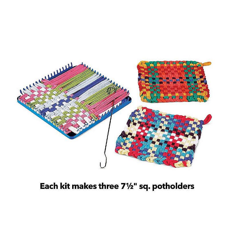 HearthSong Hook and Loop Potholder Set with Loom， Weaving Hook， and 115 Cotton Loops for Three Potholders