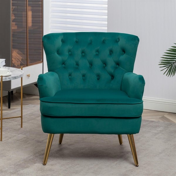 Modern Button Tufted Accent Chairs Velvet Side Sitting Chair - 29