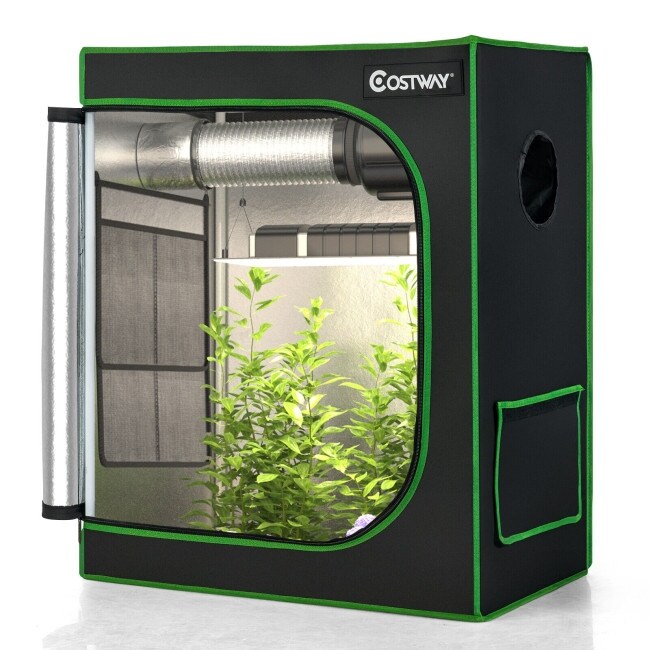 30 × 18 × 36 Inch Mylar Hydroponic Grow Tent with Observation Window and Floor Tray   30\