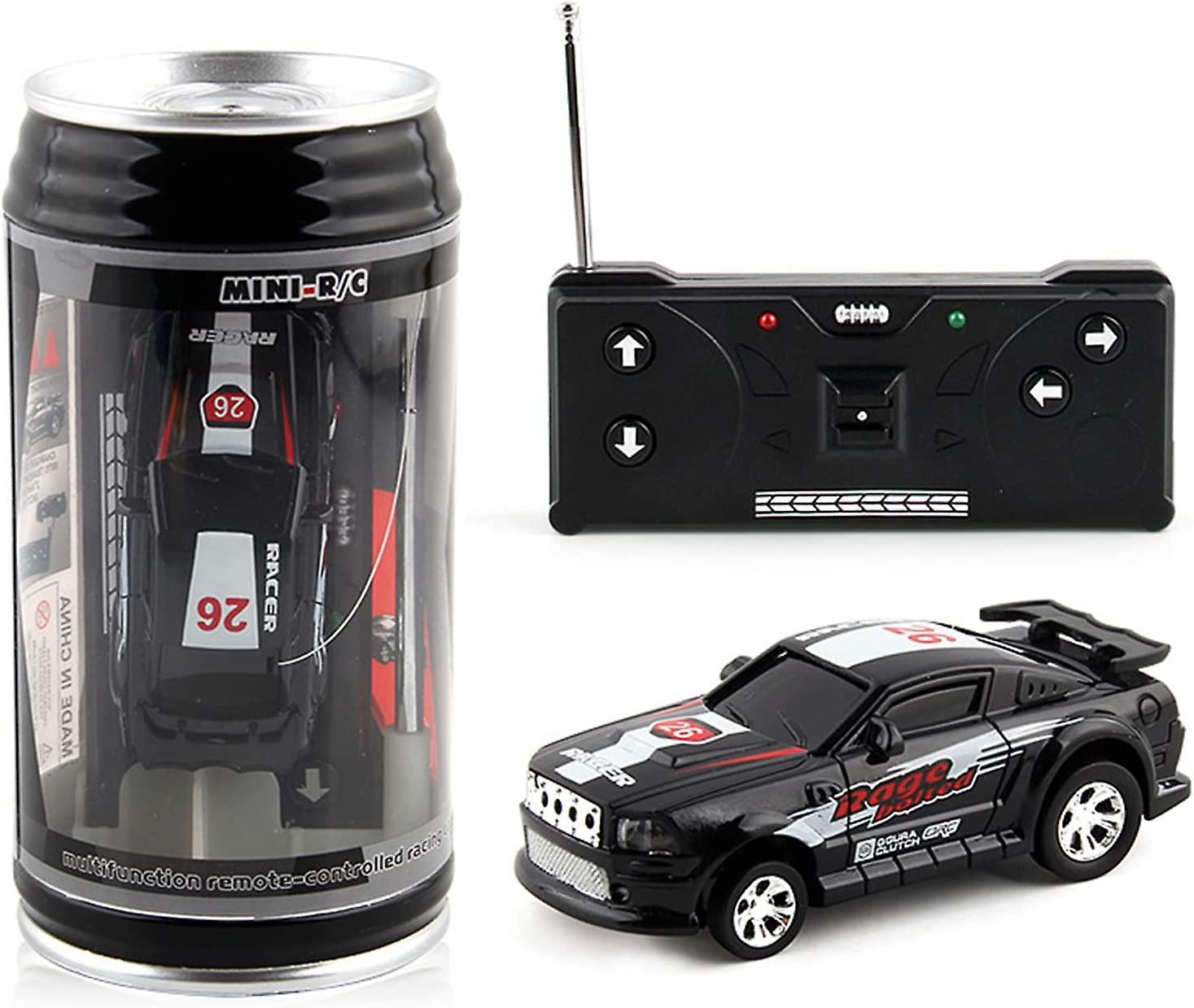 Mini Rc Car，1 Set Micro Remote Control Car With Roadblocks Coke Cans Design Creative Simulation Racing Car Toy Kids Gift Black One Size