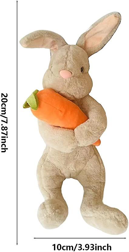 Bunny Stuffed Animal， Easter Bunny Plush Rabbit， 8 Inch Bunny Hugging Carrot Plush Toys