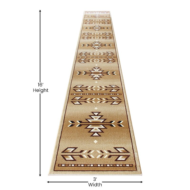 Masada Rugs Masada Rugs Southwest 3'x16' Native American Area Rug Runner in Beige