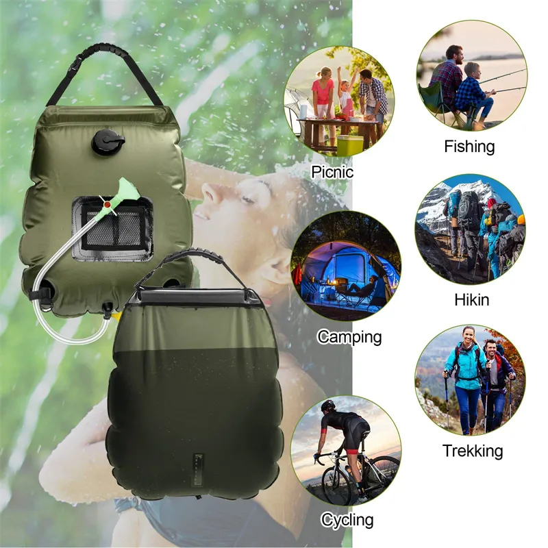 Upgrade Durable Portable Camping Beach Swimming Outdoor Traveling Camping Accessories 20L Camping Shower Bag