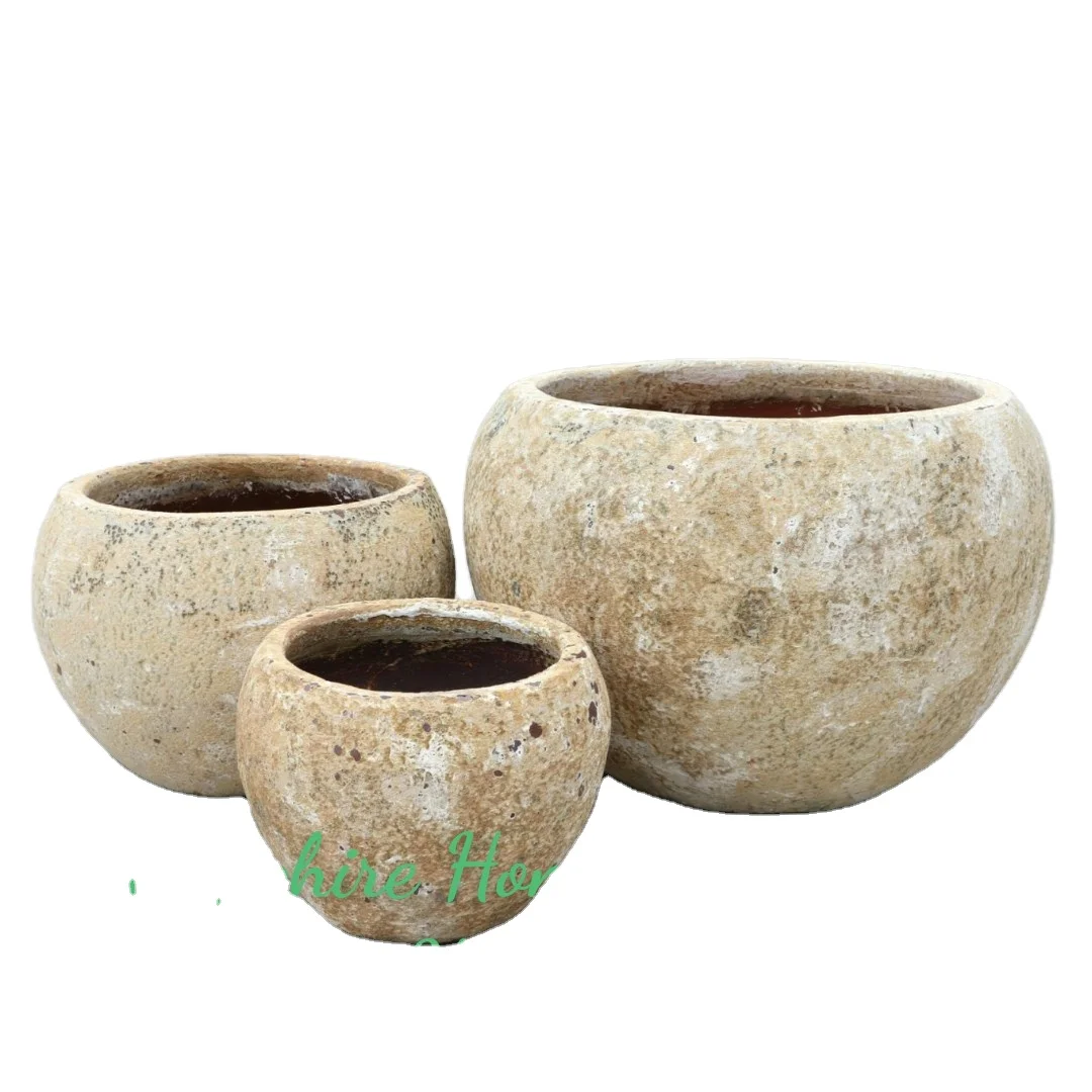 Antique Ceramic Pots for plants Glazed coated Vietnamse pots modern style Atlantis finishing wholesale pottery pots