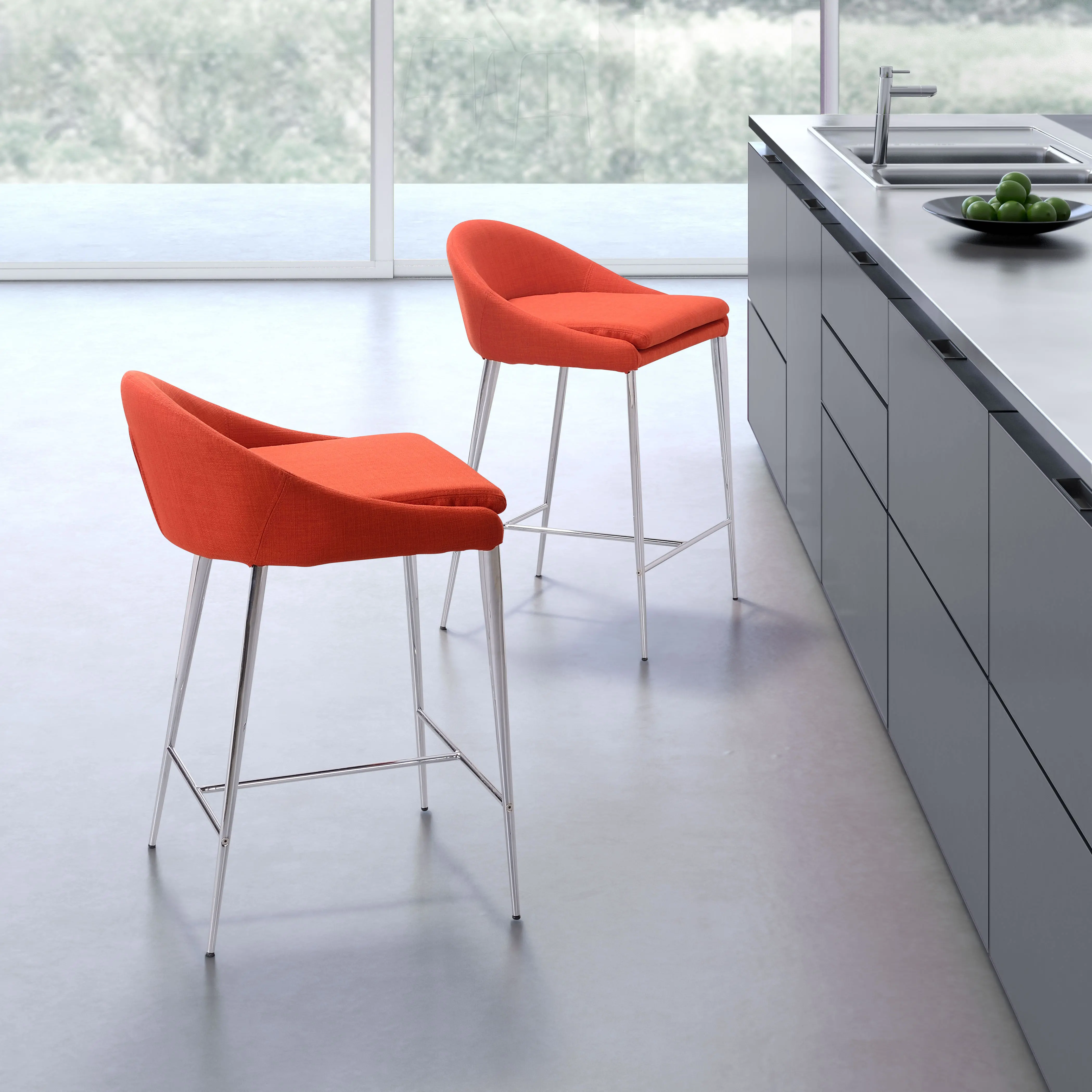 Reykjavik Orange Counter Height Stool， Set of 2