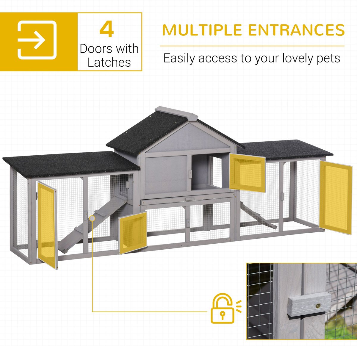 PawHut Run Area Rabbit Hutch