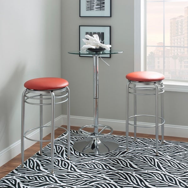 Yulin Red Metal Swivel Backless Barstool