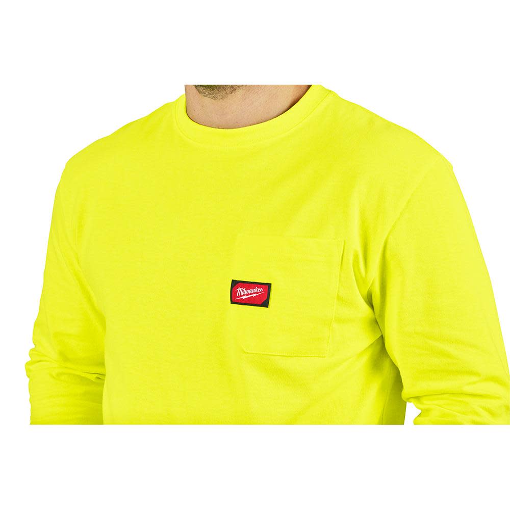 Heavy Duty Hi Vis Yellow Pocket Long Sleeve T-Shirt ; 3X