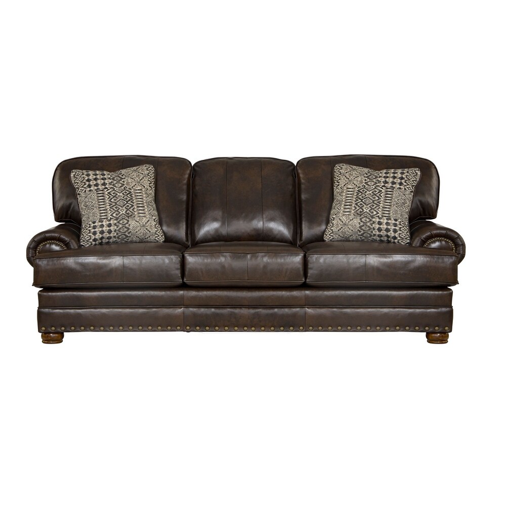 Skelt 2 Piece Set with Italian Leather Sofa and Loveseat  Chocolate