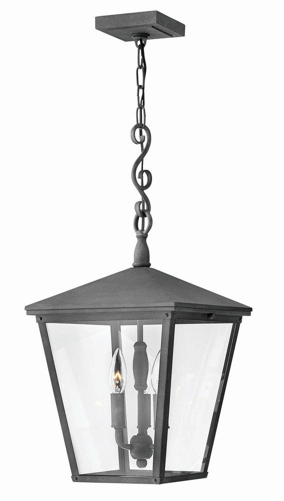 3 Light Large Outdoor Hanging Lantern in Traditional Style 11 inches Wide By 23.25 inches High-Aged Zinc Finish-Incandescent Lamping Type Bailey