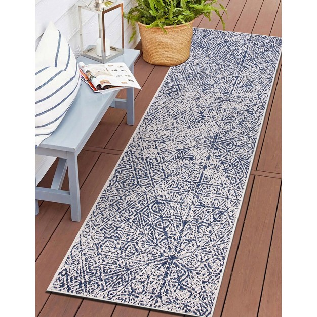 World Rug Gallery Contemporary Geometric Weather Resistant Reversible Indoor outdoor Area Rug