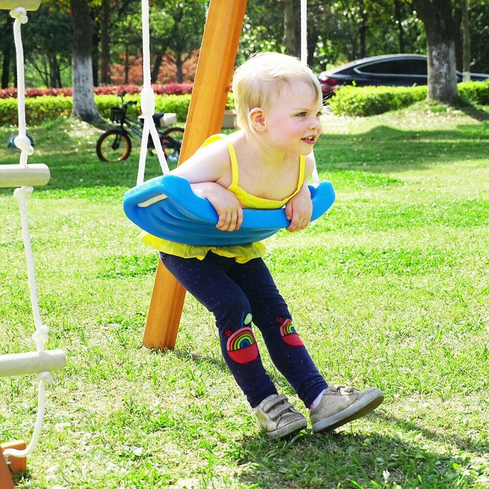 Outdoor Backyard Playground Climb Swing Set with Slide for Kids