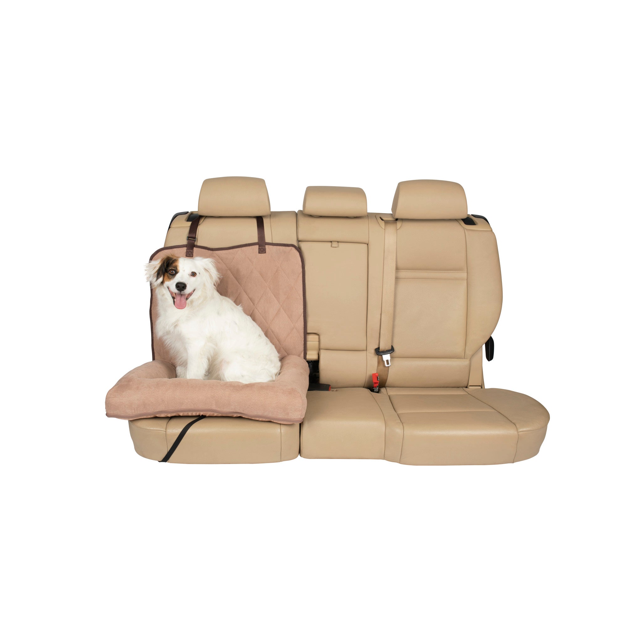 PetSafe Happy Ride Car Bed for Dogs up to 30lbs， Pet Bed and Bucket Seat Cover Combo， Brown