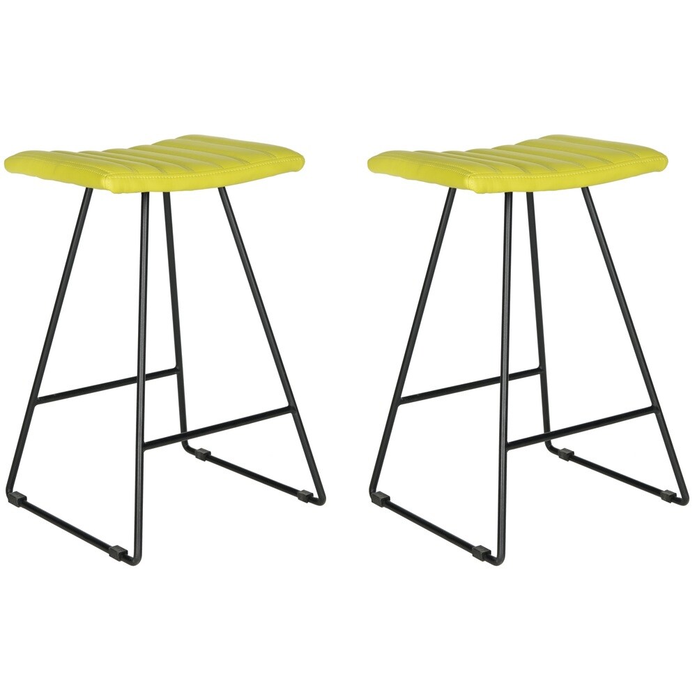 SAFAVIEH Mid Century Dining Akito Modern Green 27 inch Counter Stool (Set of 2)   16.5\