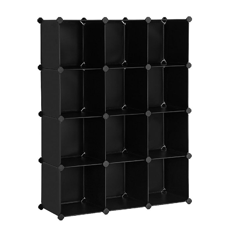 12-cube Storage Organizer， Interlocking Plastic Cubes With Divider Design