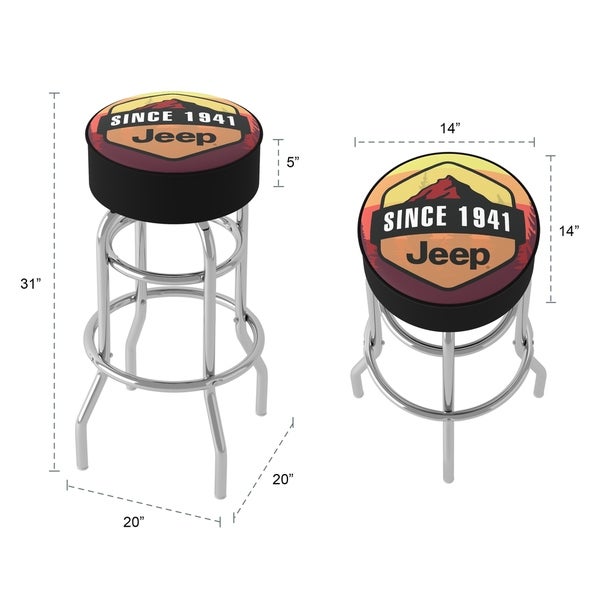 Jeep Sunset Mountain 360 Degree Swivel Barstool with Foam Padded Seat - 20 x 20 x 31