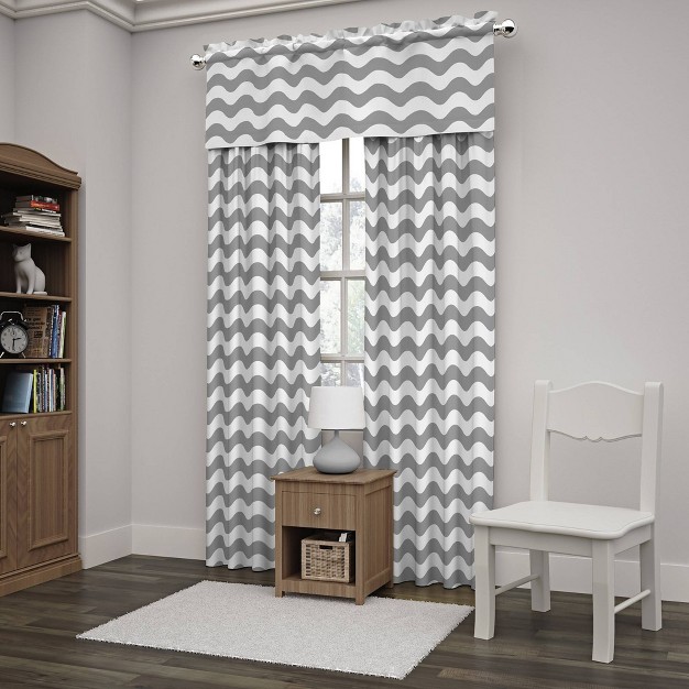 Wavy Chevron Room Darkening Kids x27 Window Valance Gray Eclipse My Scene