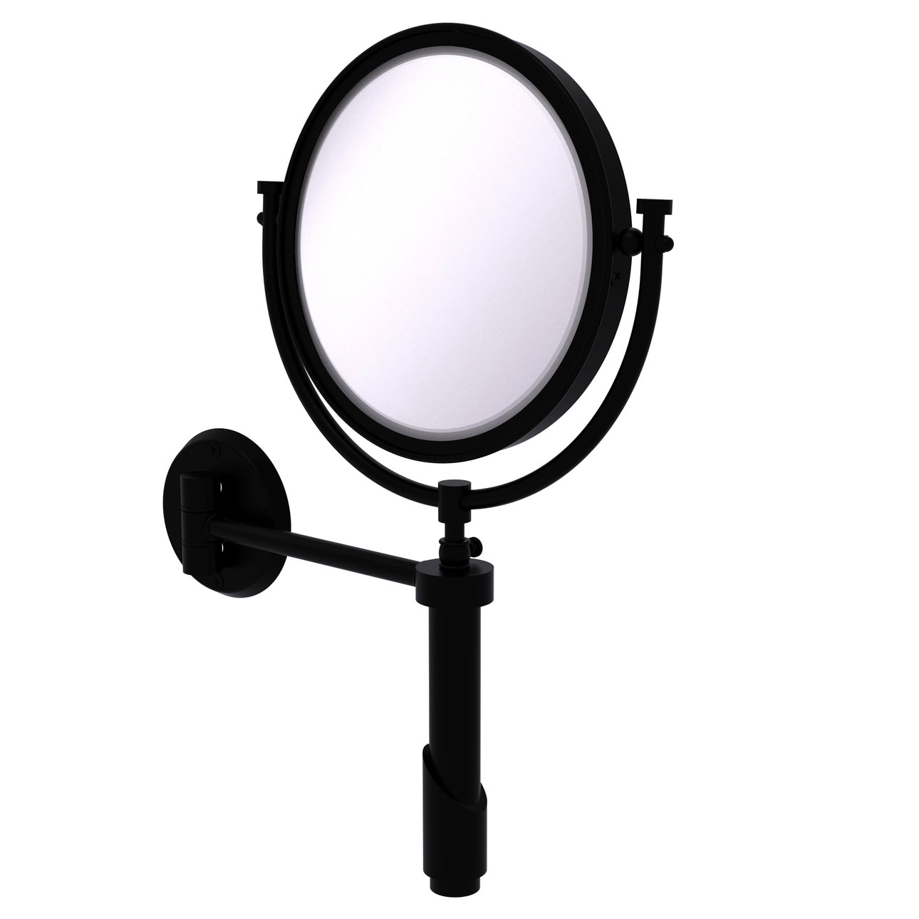 Tribecca Collection Wall Mounted Make-Up Mirror 8-in Diameter with 5X Magnification in Matte Black