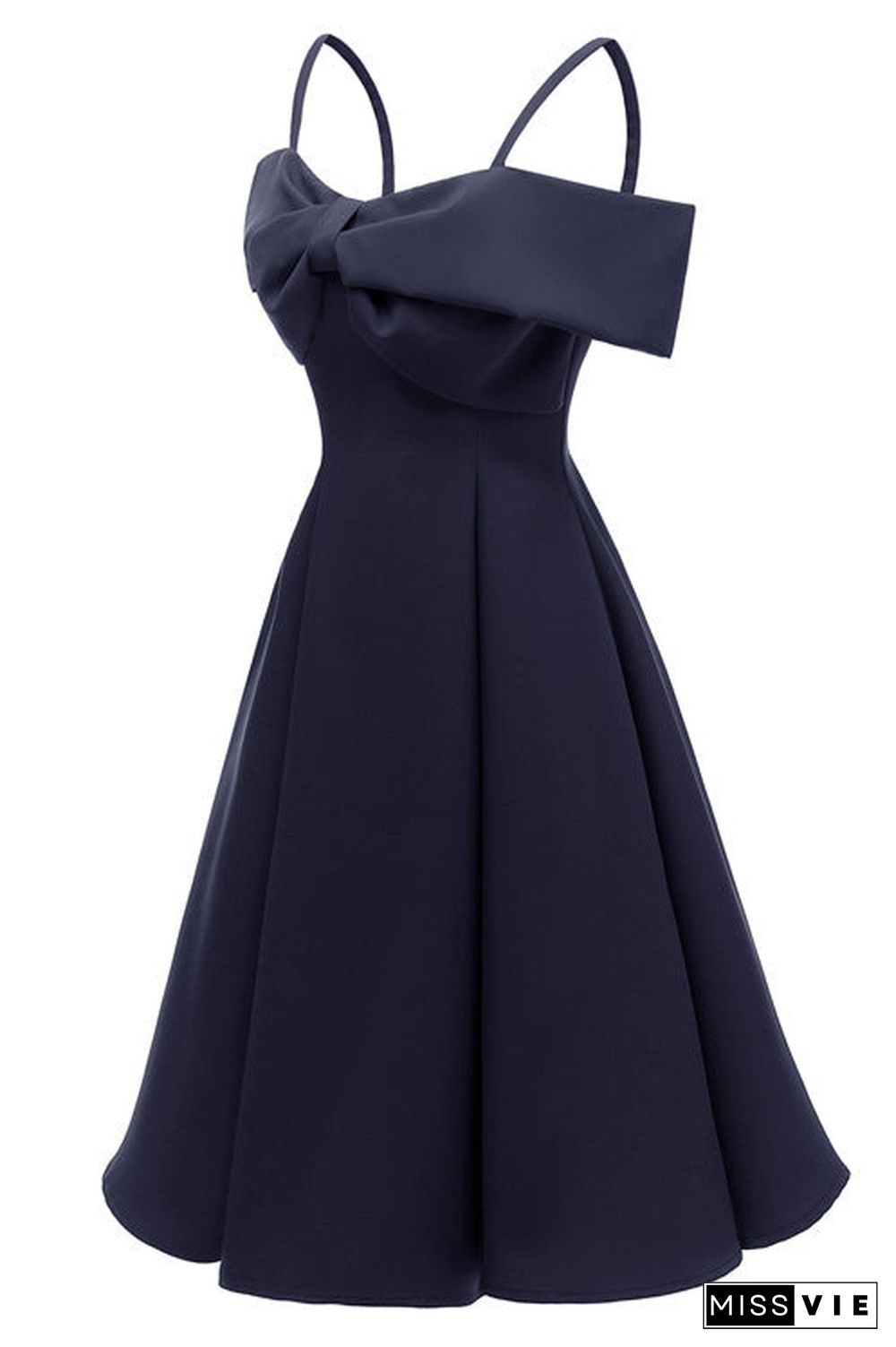 Chic Dark Navy Off-the-shoulder A-line Cocktail Prom Dress