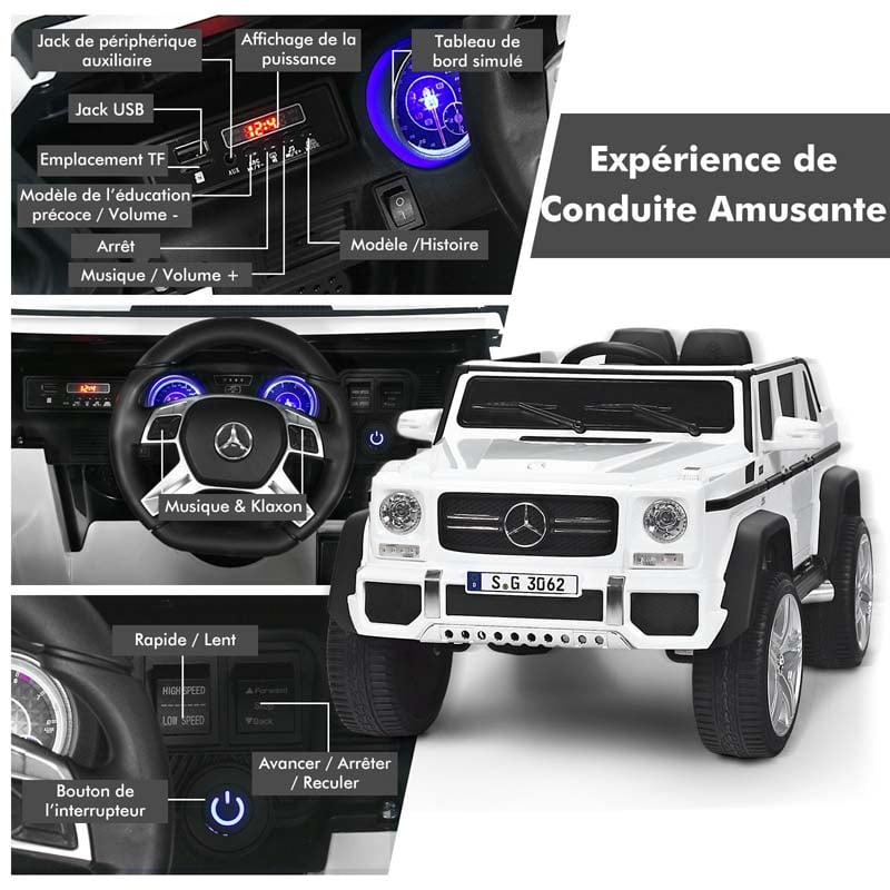 12V Mercedes-Benz G650-S Licensed Kids Ride-On Car, Electric Riding Toy Truck with Remote & Spring Suspension