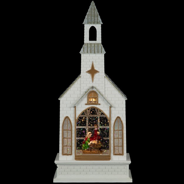 Led Lighted Holy Family Church Scene Christmas Snow Globe