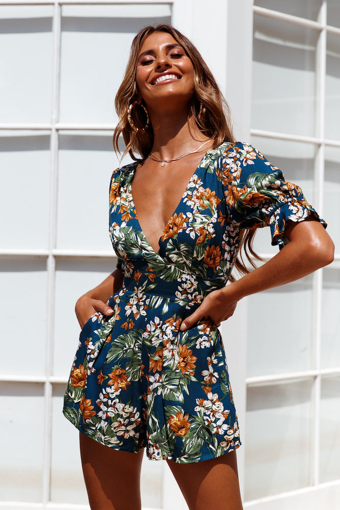 Hold My Mai Tai Romper Blue