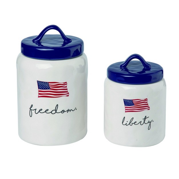 Patriotic Sentiment Canister Set Of 2