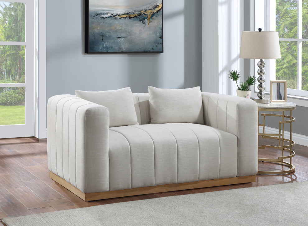 Lucia Beige Linen Textured Fabric Chair   Transitional   Loveseats   by Meridian Furniture  Houzz