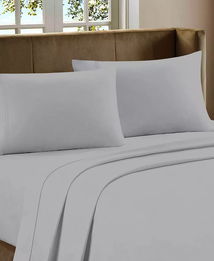 Color Sense 800 Thread Count Wrinkle Resistant Sateen Solid Sheet 4 Piece Set， Queen